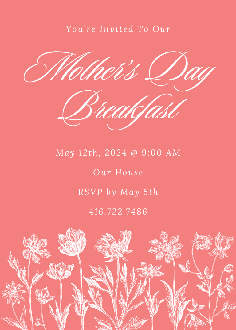 Mother's day invitation, editable template, free download